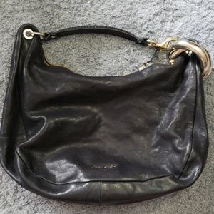 Jimmy Choo Solar Black Leather Hobo Purse